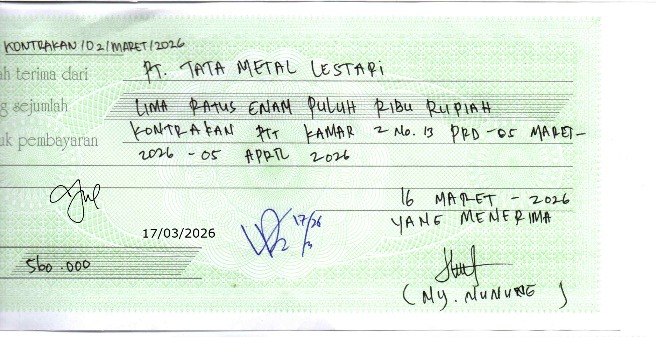 TML - Penyediaan Kontrakan Tukang Kamar 2 Oleh Bu Nunung Periode  5 Maret - 5 April 2026